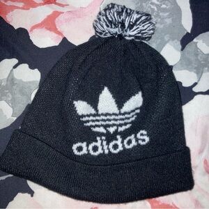 Adidas Black and White Pom-Pom Beanie